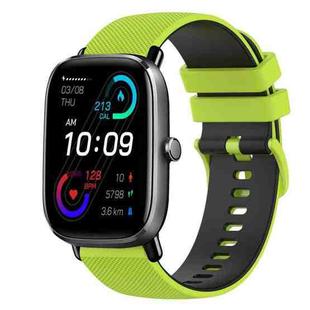 For Amazfit GTS 2 Mini 20mm Checkered Two-Color Silicone Watch Band(Lime Green+Black)