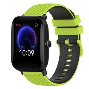 For Amazfit Pop Pro 20mm Checkered Two-Color Silicone Watch Band(Lime Green+Black)