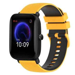 For Amazfit Pop 20mm Checkered Two-Color Silicone Watch Band(Yellow+Black)
