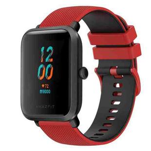 For Amazfit BIP U 20mm Checkered Two-Color Silicone Watch Band(Red+Black)