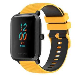 For Amazfit BIP U 20mm Checkered Two-Color Silicone Watch Band(Yellow+Black)