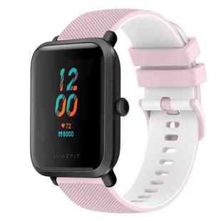 For Amazfit BIP U 20mm Checkered Two-Color Silicone Watch Band(Pink+White)