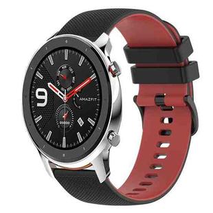 For Amazfit GTR 42mm 20mm Checkered Two-Color Silicone Watch Band(Black+Red)