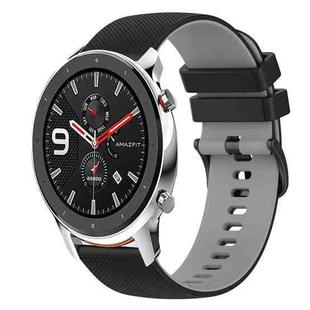 For Amazfit GTR 42mm 20mm Checkered Two-Color Silicone Watch Band(Black+Grey)