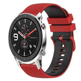 For Amazfit GTR 42mm 20mm Checkered Two-Color Silicone Watch Band(Red+Black)
