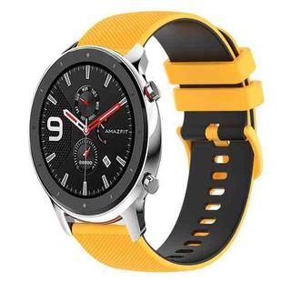 For Amazfit GTR 42mm 20mm Checkered Two-Color Silicone Watch Band(Yellow+Black)