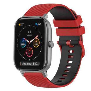 For Amazfit GTS 20mm Checkered Two-Color Silicone Watch Band(Red+Black)