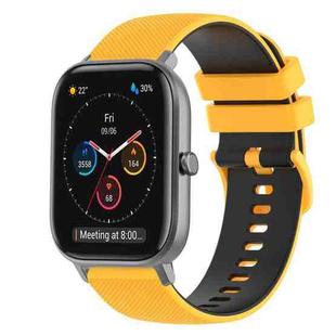 For Amazfit GTS 20mm Checkered Two-Color Silicone Watch Band(Yellow+Black)