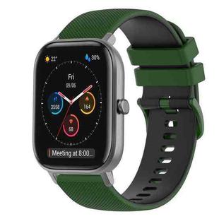 For Amazfit GTS 20mm Checkered Two-Color Silicone Watch Band(Amy Green+Black)