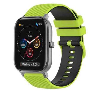 For Amazfit GTS 20mm Checkered Two-Color Silicone Watch Band(Lime Green+Black)
