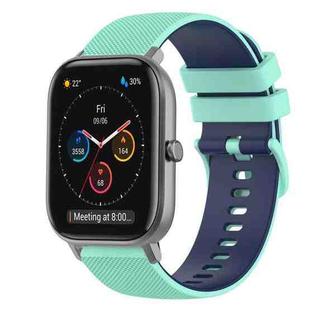 For Amazfit GTS 20mm Checkered Two-Color Silicone Watch Band(Teal+Blue)