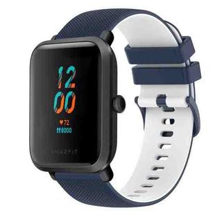For Amazfit BIP 20mm Checkered Two-Color Silicone Watch Band(Dark Blue+White)