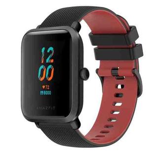 For Amazfit BIP 20mm Checkered Two-Color Silicone Watch Band(Black+Red)