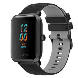 For Amazfit BIP 20mm Checkered Two-Color Silicone Watch Band(Black+Grey)