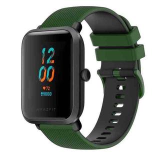 For Amazfit BIP 20mm Checkered Two-Color Silicone Watch Band(Amy Green+Black)