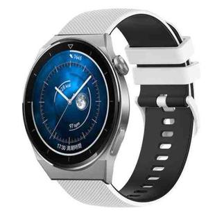 For Huawei Watch GT3 Pro 43mm 20mm Checkered Two-Color Silicone Watch Band(White+Black)