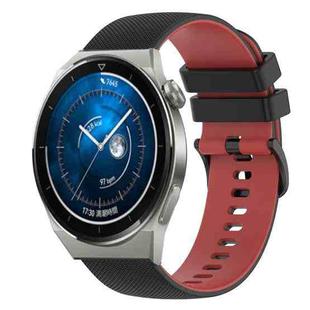 For Huawei Watch GT3 Pro 43mm 20mm Checkered Two-Color Silicone Watch Band(Black+Red)