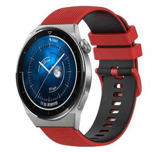 For Huawei Watch GT3 Pro 43mm 20mm Checkered Two-Color Silicone Watch Band(Red+Black)