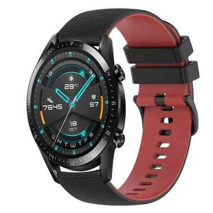 For Huawei Watch GT2 42mm 20mm Checkered Two-Color Silicone Watch Band(Black+Red)