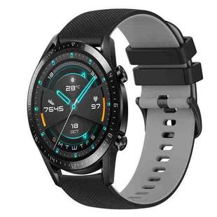 For Huawei Watch GT2 42mm 20mm Checkered Two-Color Silicone Watch Band(Black+Grey)