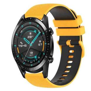 For Huawei Watch 2 20mm Checkered Two-Color Silicone Watch Band(Yellow+Black)