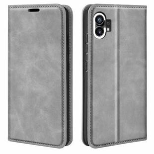 For Nothine Phone 1 Retro-skin Magnetic Suction Leather Phone Case(Grey)