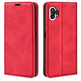 For Nothine Phone 1 Retro-skin Magnetic Suction Leather Phone Case(Red)