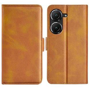 For Asus Zenfone 9 Dual-side Magnetic Buckle Horizontal Flip Leather Phone Case(Yellow)