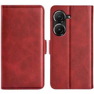 For Asus Zenfone 9 Dual-side Magnetic Buckle Horizontal Flip Leather Phone Case(Red)