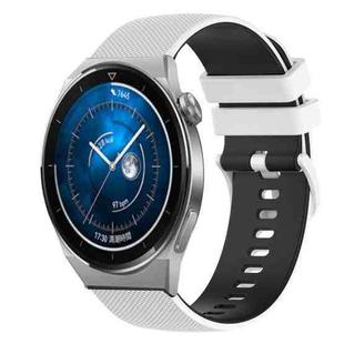 For Huawei Watch GT3 Pro 46mm 22mm Checkered Two-Color Silicone Watch Band(White+Black)