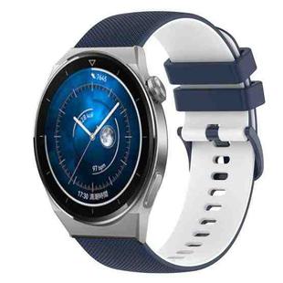 For Huawei Watch GT3 Pro 46mm 22mm Checkered Two-Color Silicone Watch Band(Dark Blue+White)