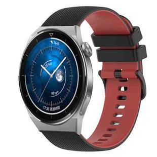 For Huawei Watch GT3 Pro 46mm 22mm Checkered Two-Color Silicone Watch Band(Black+Red)