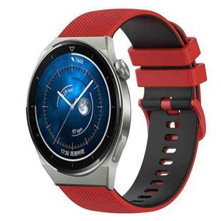 For Huawei Watch GT3 Pro 46mm 22mm Checkered Two-Color Silicone Watch Band(Red+Black)