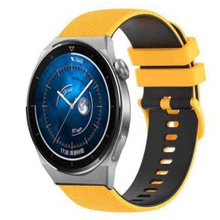 For Huawei Watch GT3 Pro 46mm 22mm Checkered Two-Color Silicone Watch Band(Yellow+Black)