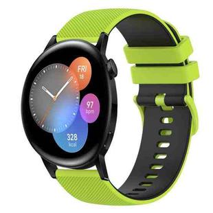 For Huawei Watch GT3 46mm 22mm Checkered Two-Color Silicone Watch Band(Lime Green+Black)