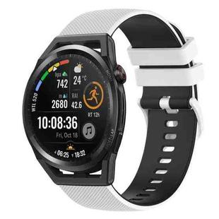 For Huawei Watch GT Runner 22mm Checkered Two-Color Silicone Watch Band(White+Black)