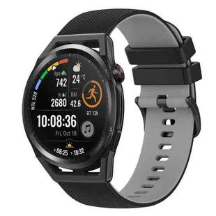 For Huawei Watch GT Runner 22mm Checkered Two-Color Silicone Watch Band(Black+Grey)