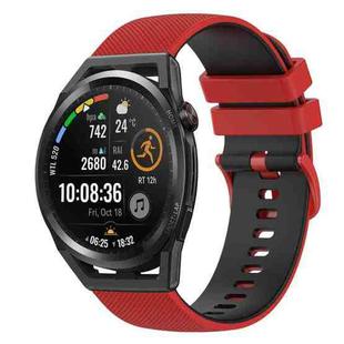 For Huawei Watch GT Runner 22mm Checkered Two-Color Silicone Watch Band(Red+Black)