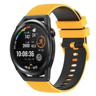 For Huawei Watch GT Runner 22mm Checkered Two-Color Silicone Watch Band(Yellow+Black)