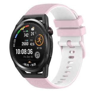 For Huawei Watch GT Runner 22mm Checkered Two-Color Silicone Watch Band(Pink+White)