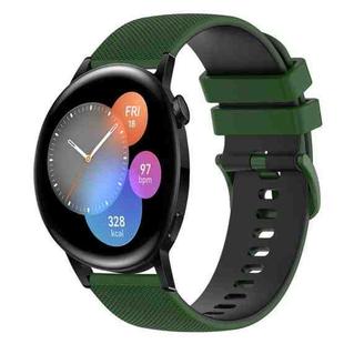 For Huawei Watch 3 22mm Checkered Two-Color Silicone Watch Band(Amy Green+Black)