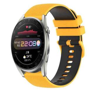 For Huawei Watch 3 Pro 22mm Checkered Two-Color Silicone Watch Band(Yellow+Black)