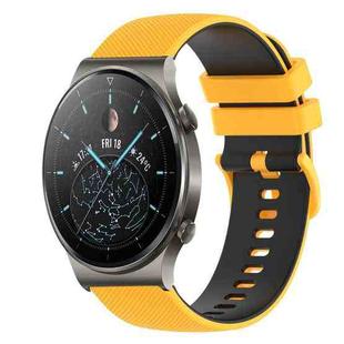 For Huawei GT2 Pro 22mm Checkered Two-Color Silicone Watch Band(Yellow+Black)