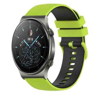 For Huawei GT2 Pro 22mm Checkered Two-Color Silicone Watch Band(Lime Green+Black)