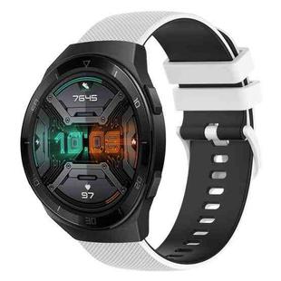 For Huawei Watch GT 2E 22mm Checkered Two-Color Silicone Watch Band(White+Black)