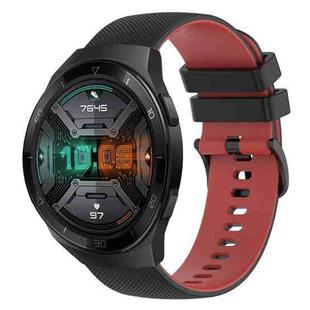 For Huawei Watch GT 2E 22mm Checkered Two-Color Silicone Watch Band(Black+Red)