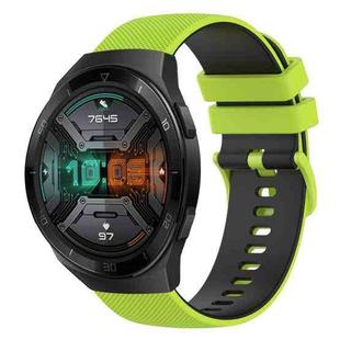 For Huawei Watch GT 2E 22mm Checkered Two-Color Silicone Watch Band(Lime Green+Black)