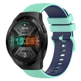 For Huawei Watch GT 2E 22mm Checkered Two-Color Silicone Watch Band(Teal+Blue)