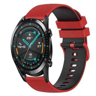 For Huawei GT2 46mm 22mm Checkered Two-Color Silicone Watch Band(Red+Black)