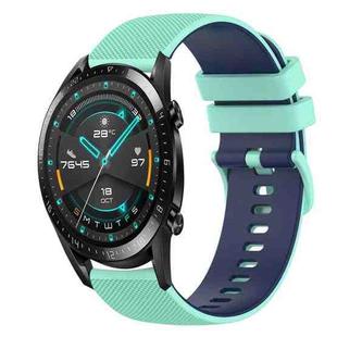 For Huawei GT2 46mm 22mm Checkered Two-Color Silicone Watch Band(Teal+Blue)